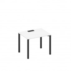 Стол письменный на металлокаркасе, столешница с заглушкой белый премиум / черный гладкий А1 ЧР 022 БП