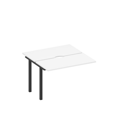 Секция стола рабочей станции на металлокаркасе, столешницы с вырезом белый премиум / черный гладкий А1 ЧР 170.2-1 БП