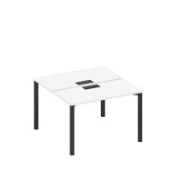 Рабочая станция на металлокаркасе, столешницы с заглушкой (2*120) белый премиум / черный гладкий А1 ЧР 170 БП