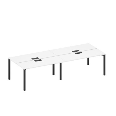 Рабочая станция на металлокаркасе с заглушкой (4*160) белый премиум / черный гладкий А1 ЧР 172-2 БП