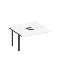 Секция стола рабочей станции на металлокаркасе, столешницы с заглушкой белый премиум / черный гладкий А1 ЧР 174-1 БП