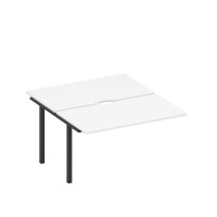 Секция стола рабочей станции на металлокаркасе, столешницы с вырезом белый премиум / черный гладкий А1 ЧР 177.2-1 БП