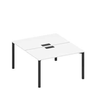 Рабочая станция на металлокаркасе, столешницы с заглушкой (2*140) белый премиум / черный гладкий А1 ЧР 177 БП