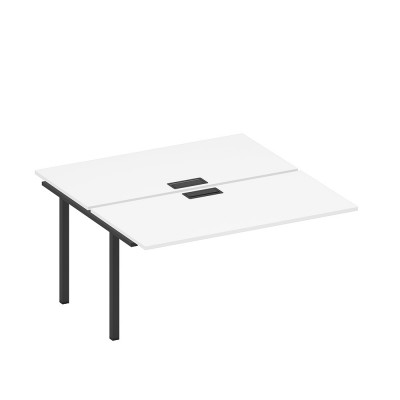 Секция стола рабочей станции на металлокаркасе, столешницы с заглушкой белый премиум / черный гладкий А1 ЧР 178-1 БП