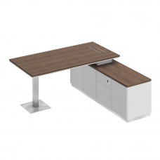 Стол руководителя на опорной тумбе дуб гладстоун / белый премиум / белый премиум СИ 101 ДГ БП БП