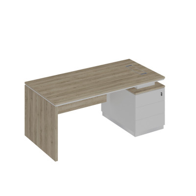 Стол руководителя ДСП опора на опорной тумбе дуб гладстоун светлый / белый премиум / белый премиум СИ 109 ДС БП БП