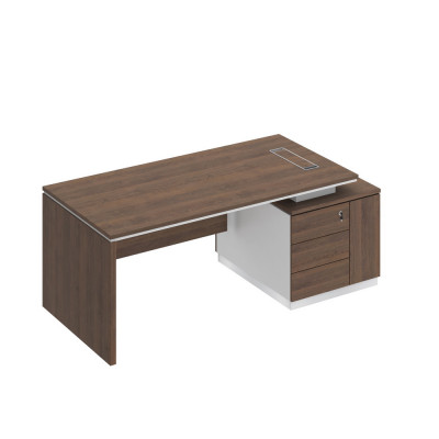 Стол руководителя на опорной тумбе ДСП опора дуб гладстоун / белый премиум / дуб гладстоун СИ 111 ДГ БП ДГ