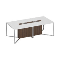 Стол для переговоров составной 2-секционный белый премиум / дуб гладстоун / дуб гладстоун СП 102 БП ДГ ДГ ХР