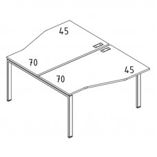 Рабочая станция столы Техно на металлокаркасе UNO (2х120) дуб ристретто/ металлокаркас серый А4 С1 189 ДР