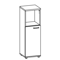 Шкаф средний узкий полузакрытый серый / натуральный дуб А4 9463 СЕ/НД