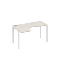 Стол левый на металлокаркасе UNO эргономичный "Классика" дуб / металлокаркас белый А4 Б1 033 ДШ