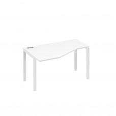 Стол 140х90 эргономичный левый Техно каркас UNO белый премиум / металлокаркас белый А4 Б1 053 БП