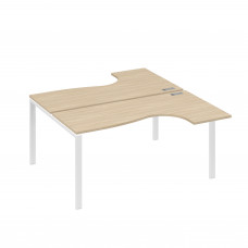 Рабочая станция UNO (2х160) со столами эргономичными дуб скандинавский / металлокаркас белый А4 Б1 182 ДК
