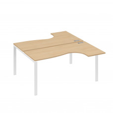 Рабочая станция UNO (2х160) со столами эргономичными натуральный дуб / металлокаркас белый А4 Б1 182 НД