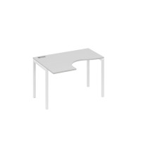 Стол левый "Классика" эргономичный на металлокаркасе DUE серый / металлокаркас белый А4 Б2 031 СЕ