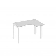 Стол "Классика" на металлокаркасе DUE эргономичный правый серый / металлокаркас белый А4 Б2 032 СЕ