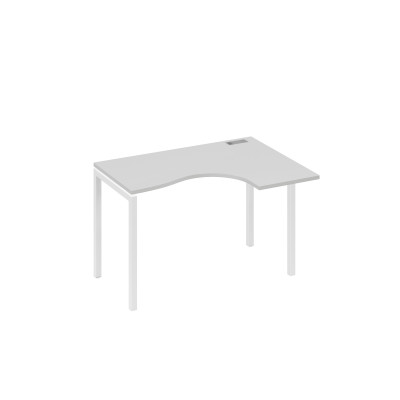 Стол "Классика" на металлокаркасе DUE эргономичный правый серый / металлокаркас белый А4 Б2 032 СЕ