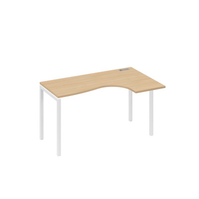 Стол правый "Классика" на металлокаркасе DUE эргономичный натуральный дуб / металлокаркас белый А4 Б2 034 НД