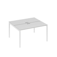 Рабочая станция на опорах DUE (2х140) серый / металлокаркас белый А4 Б2 171 СЕ