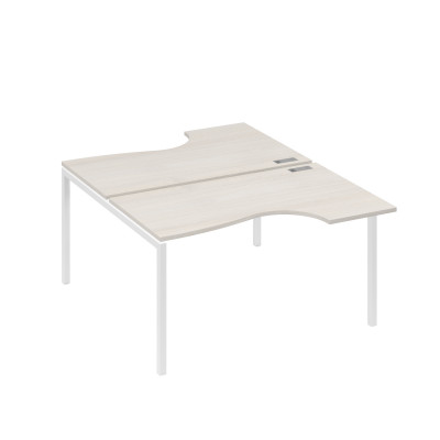 Рабочая станция металлокаркас DUE со столами (2х140) Классика дуб / металлокаркас белый А4 Б2 184 ДШ