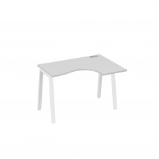 Стол правый "Классика" эргономичный на металлокаркасе TRE серый / металлокаркас белый А4 Б3 032 СЕ