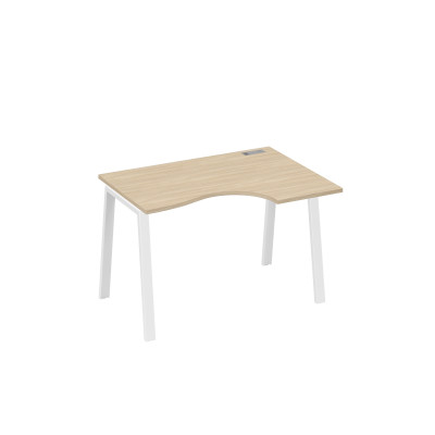 Стол на металлокаркасе TRE правый "Классика" эргономичный дуб скандинавский / металлокаркас белый А4 Б3 042 ДК