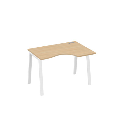 Стол на металлокаркасе TRE правый "Классика" эргономичный натуральный дуб / металлокаркас белый А4 Б3 042 НД