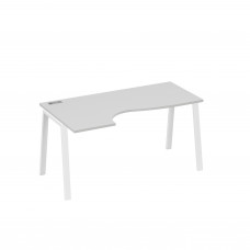 Стол эргономичный левый "Классика" на металлокаркасе TRE серый / металлокаркас белый А4 Б3 045 СЕ