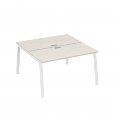 Рабочая станция на металлокаркасе TRE (2х140) дуб / металлокаркас белый А4 Б3 174 ДШ