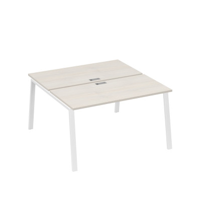 Рабочая станция на металлокаркасе TRE (2х140) дуб / металлокаркас белый А4 Б3 174 ДШ