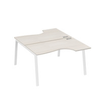 Рабочая станция столы (2х140) эргономичные Классика каркасTRE дуб / металлокаркас белый А4 Б3 184 ДШ