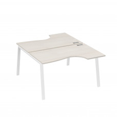 Рабочая станция столы (2х140) эргономичные Классика каркасTRE дуб / металлокаркас белый А4 Б3 184 ДШ