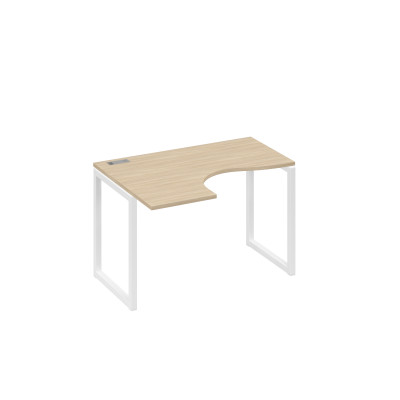 Стол "Классика" на металлокаркасе QUATTRO эргономичный левый дуб скандинавский / металлокаркас белый А4 Б4 031 ДК