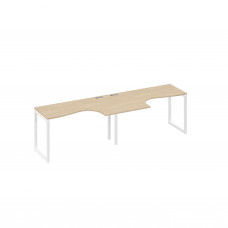 Станция столы 2х140 Классика эргономичные опоры QUATTRO дуб скандинавский / металлокаркас белый А4 Б4 033-2 ДК