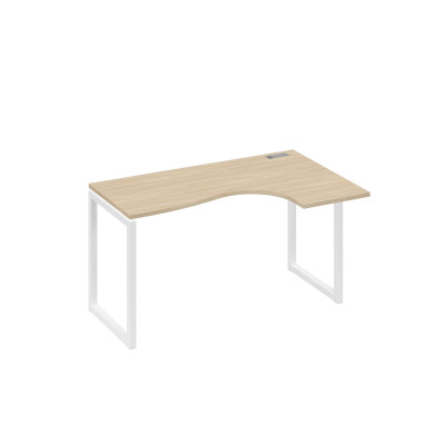 Стол металлокаркас QUATTRO эргономичный правый "Классика" дуб скандинавский / металлокаркас белый А4 Б4 034 ДК