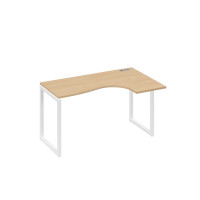 Стол металлокаркас QUATTRO эргономичный правый "Классика" натуральный дуб / металлокаркас белый А4 Б4 034 НД