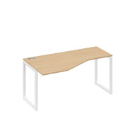 Стол левый "Техно" эргономичный на металлокаркасе QUATTRO натуральный дуб / металлокаркас белый А4 Б4 055 НД
