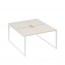 Рабочая станция QUATTRO (2х140) опоры металлокаркас дуб / металлокаркас белый А4 Б4 177 ДШ