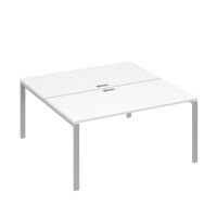 Рабочая станция опоры UNO столы 2х160 белый премиум / металлокаркас серый А4 С1 178 БП