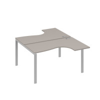 Рабочая станция (2х140) опоры UNO столы Классика мокко премиум / металлокаркас серый А4 С1 181 МП