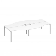 Рабочая станция на каркасе UNO из столов Техно (4х160) белый премиум / металлокаркас серый А4 С1 188-2 БП