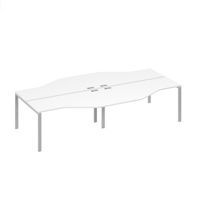 Рабочая станция на каркасе UNO из столов Техно (4х160) белый премиум / металлокаркас серый А4 С1 188-2 БП