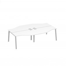 Рабочая станция на металлокаркасе TRE столы (4х140) Техно белый премиум / металлокаркас серый А4 С3 187-2 БП