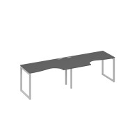 Рабочая станция столы Классика на каркасе QUATTRO (2х140) антрацит премиум / металлокаркас серый А4 С4 043-2 АР