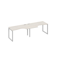 Рабочая станция столы Классика на каркасе QUATTRO (2х140) дуб / металлокаркас серый А4 С4 043-2 ДШ