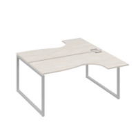 Рабочая станция QUATTRO (2х160) столы Классика эргономичные дуб / металлокаркас серый А4 С4 182 ДШ