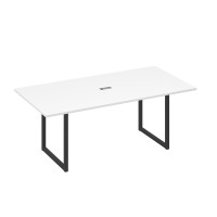 Стол 200 с металлокаркасом QUATTRO для переговоров белый премиум / металлокаркас антрацит А4 А4 123 БП