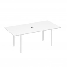 Стол 200 на металлокаркасе UNO в переговорную белый премиум / металлокаркас белый А4 Б1 123 БП