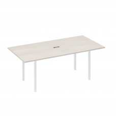 Стол 200 переговорный с металлокаркасом DUE дуб / металлокаркас белый А4 Б2 123 ДШ