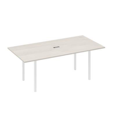 Стол 200 переговорный с металлокаркасом DUE дуб / металлокаркас белый А4 Б2 123 ДШ